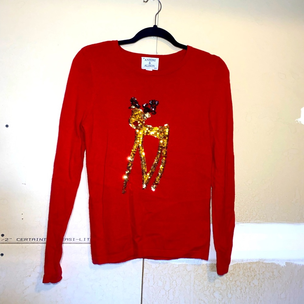 Sequin Reindeer Sweater
